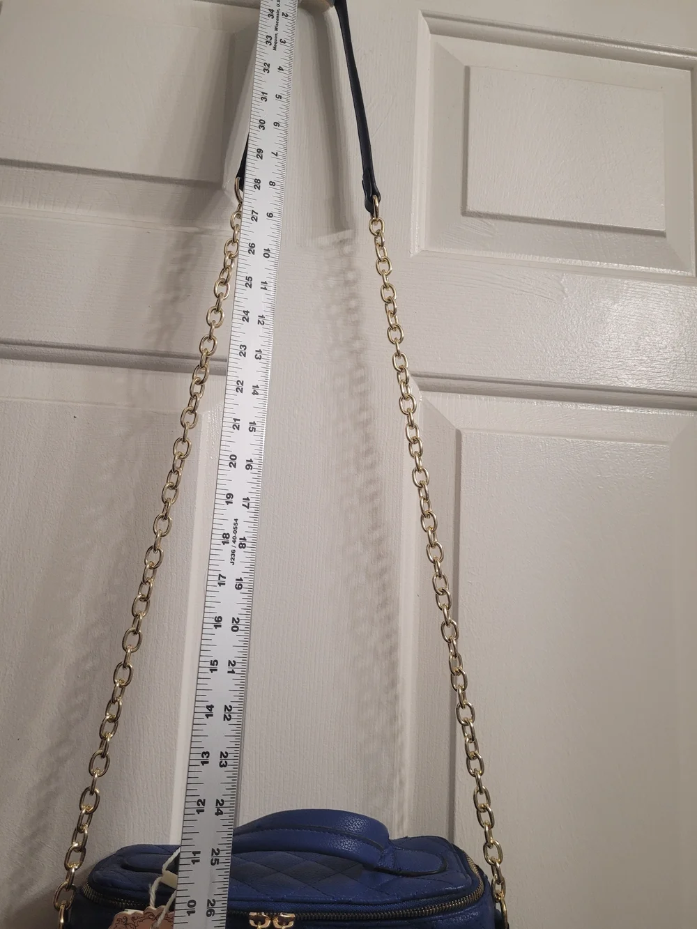 Quilted Blue Chain-Handle Crossbody Bag